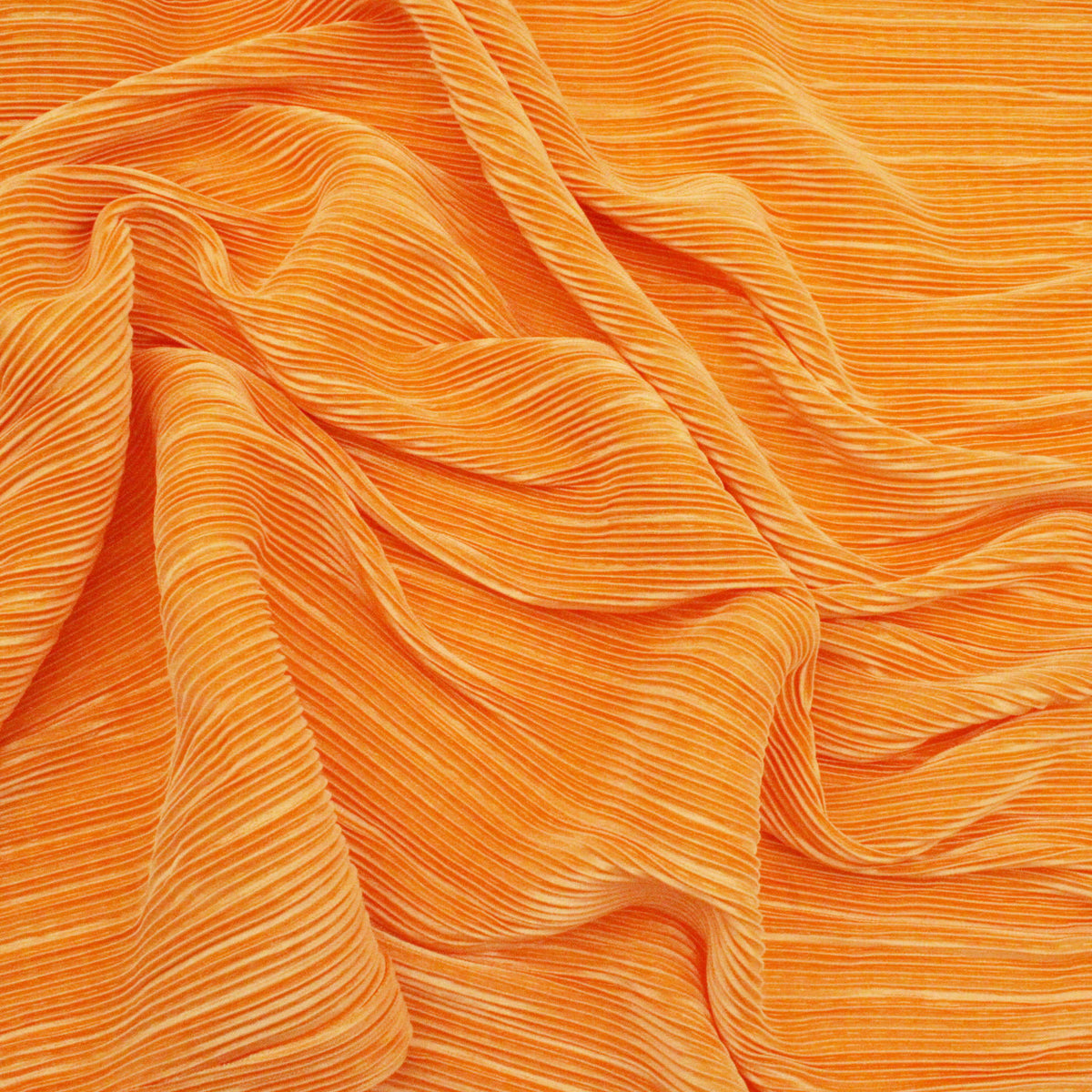 Satin Feel Cloque Crinkled Pleats Plisse Fabric - Mustard