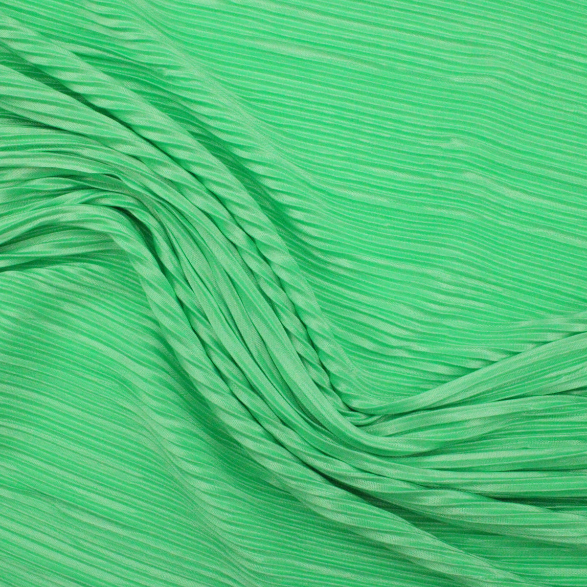 Satin Feel Cloque Crinkled Pleats Plisse Fabric - Neon Green