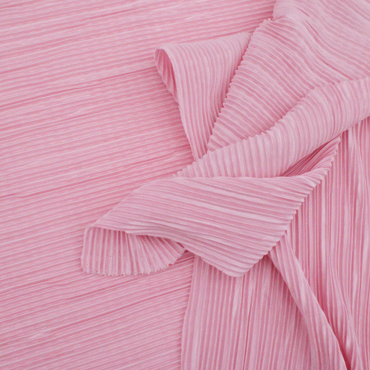 Satin Feel Cloque Crinkled Pleats Plisse Fabric - Pink