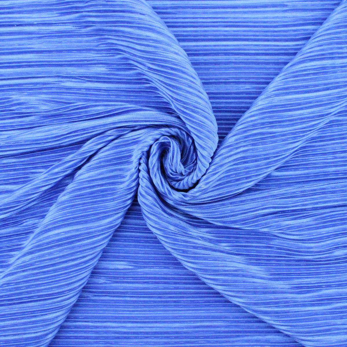 Satin Feel Cloque Crinkled Pleats Plisse Fabric - Royal Blue