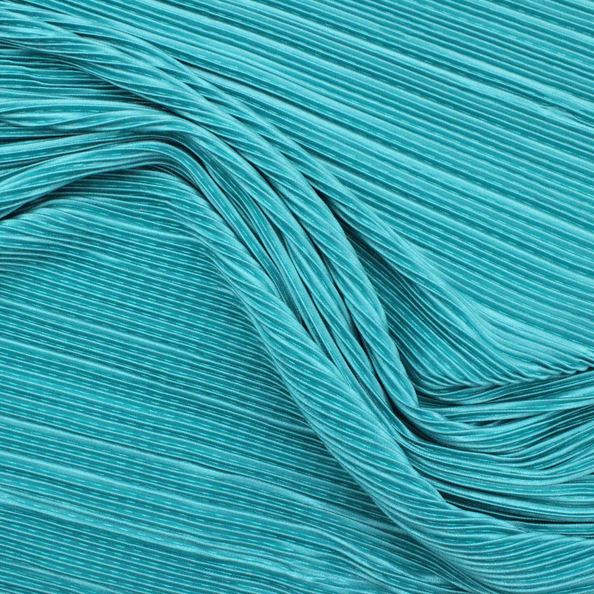 Satin Feel Cloque Crinkled Pleats Plisse Fabric - Turquoise