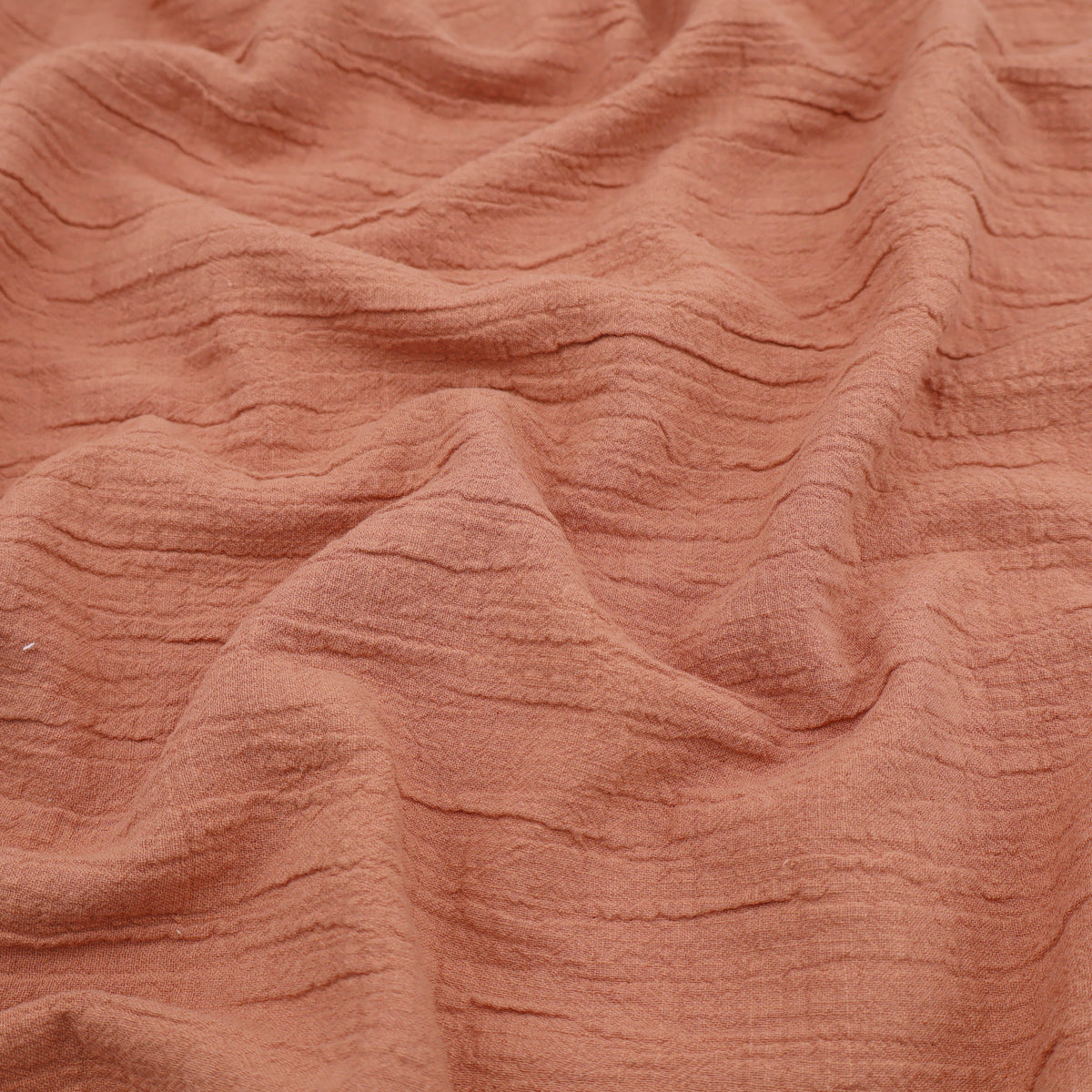 Slubbed Cotton Textured Double Gauze Dressmaking Fabric - Brick