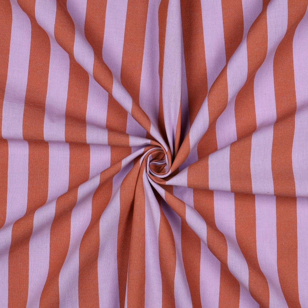 Verona Striped Yarn-Dyed Cotton Dressmaking Fabric - Lavender & Orange