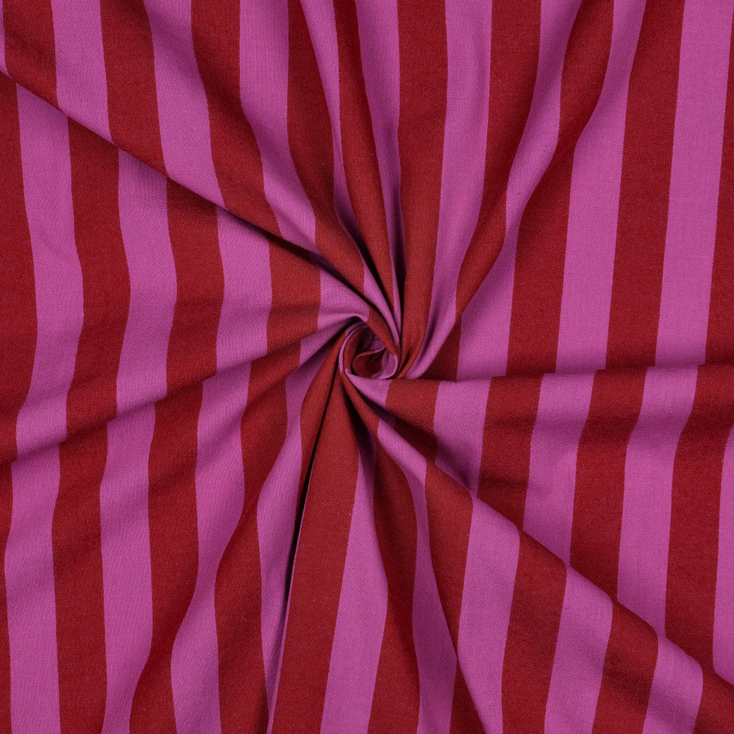 Verona Striped Yarn-Dyed Cotton Dressmaking Fabric - Red & Fuchsia