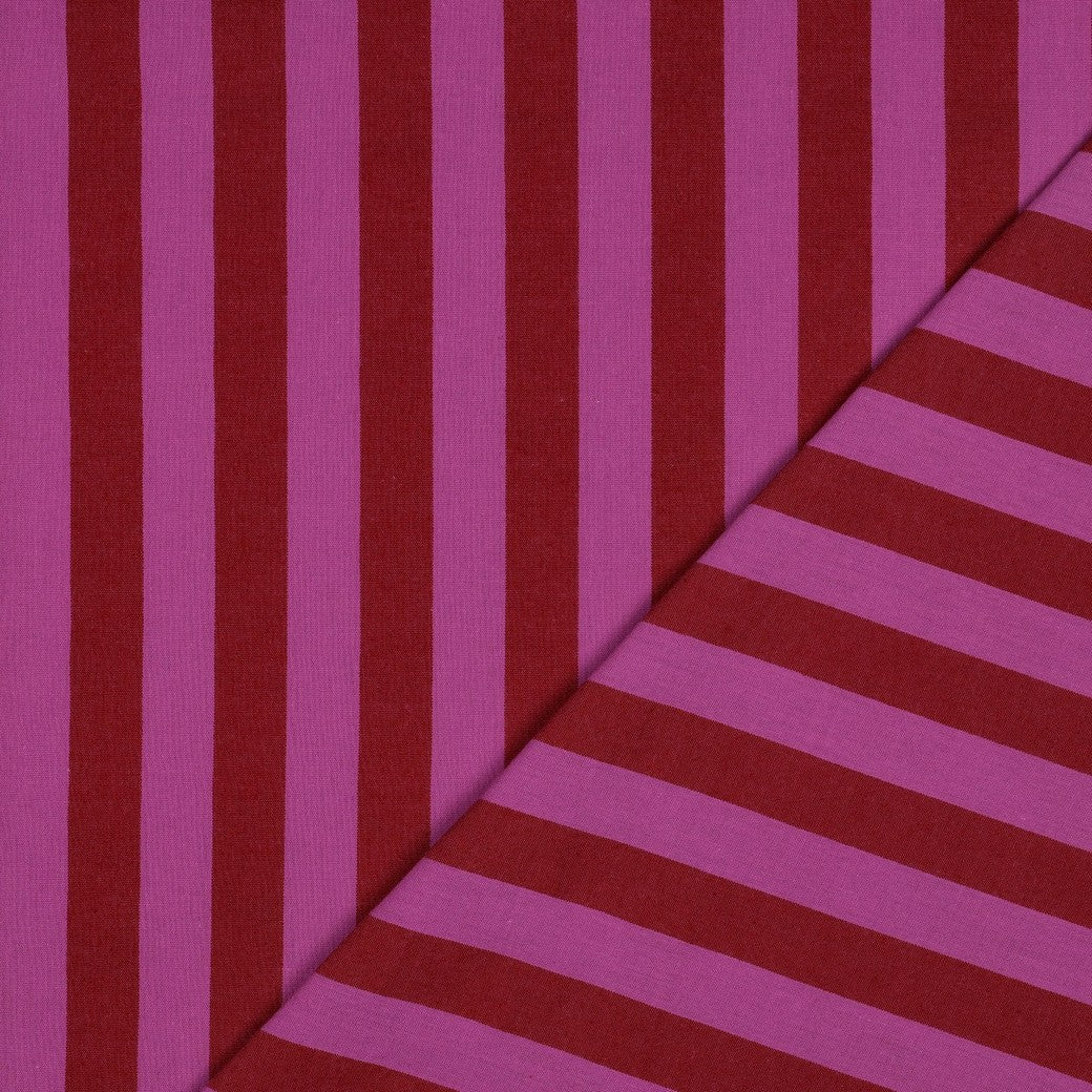 Verona Striped Yarn-Dyed Cotton Dressmaking Fabric - Red & Fuchsia