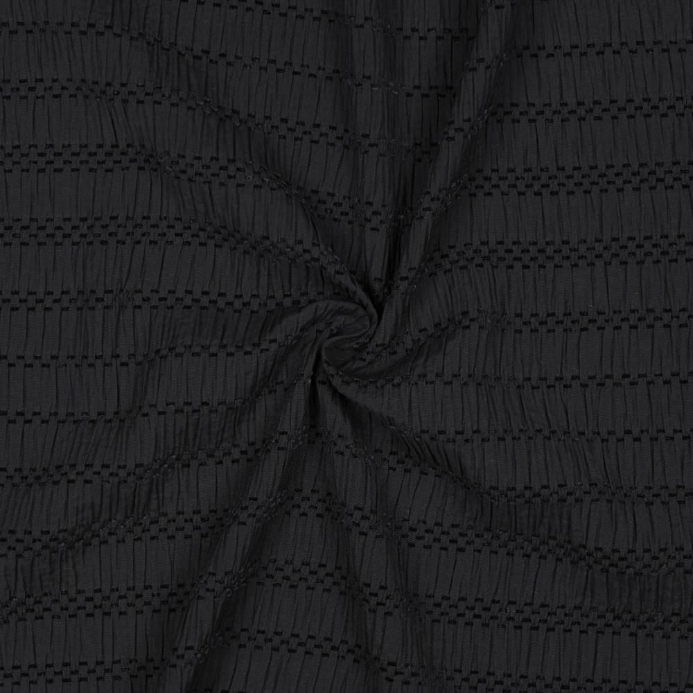 Textured Stripe Chenille Jacquard Dressmaking Fabric -Black
