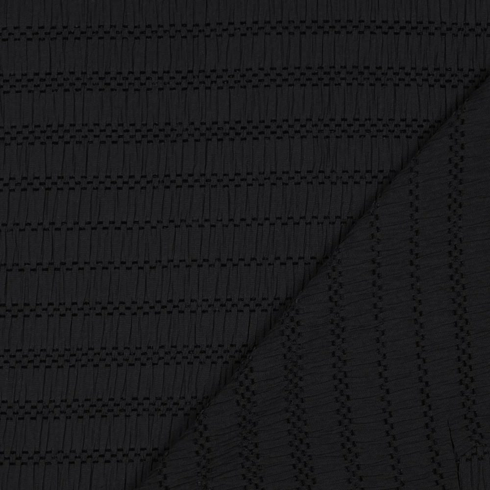 Textured Stripe Chenille Jacquard Dressmaking Fabric -Black