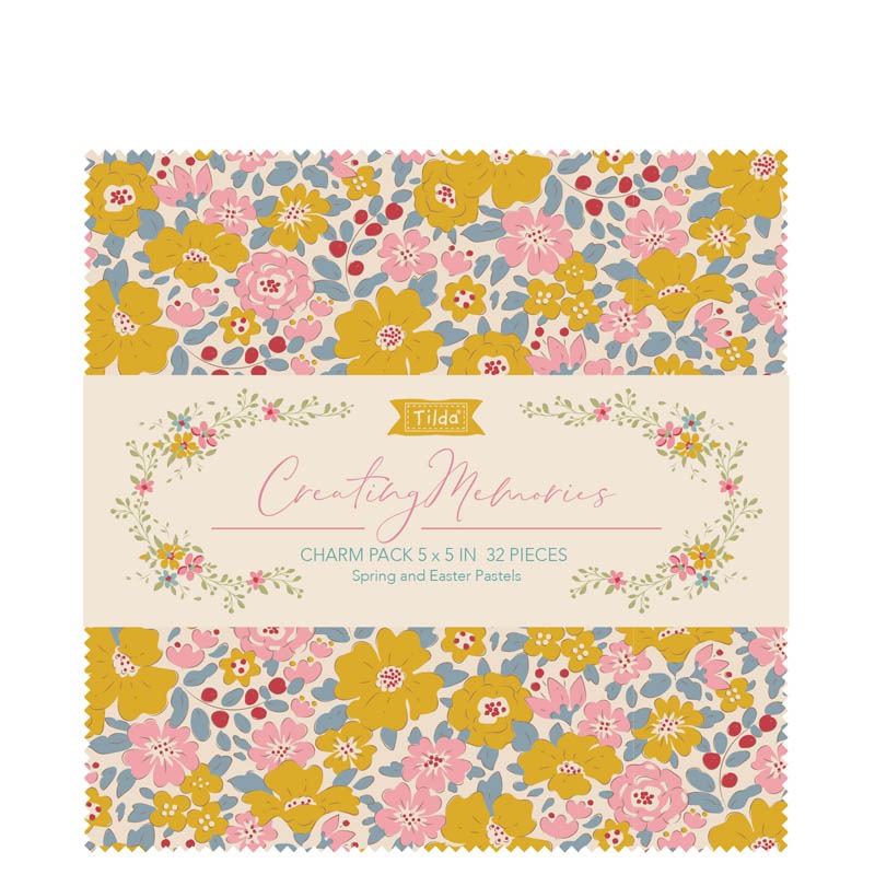 Tilda Creating Memories Charm Pack 100% Premium Pre-cut Cotton Quilting Fabric - Spring 32 5" Cotton Squares