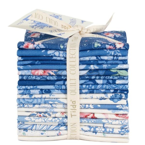 Tilda Fat Eighth Bundle Cotton Quilting Patchwork Fabric - 20 Something Blue Pack