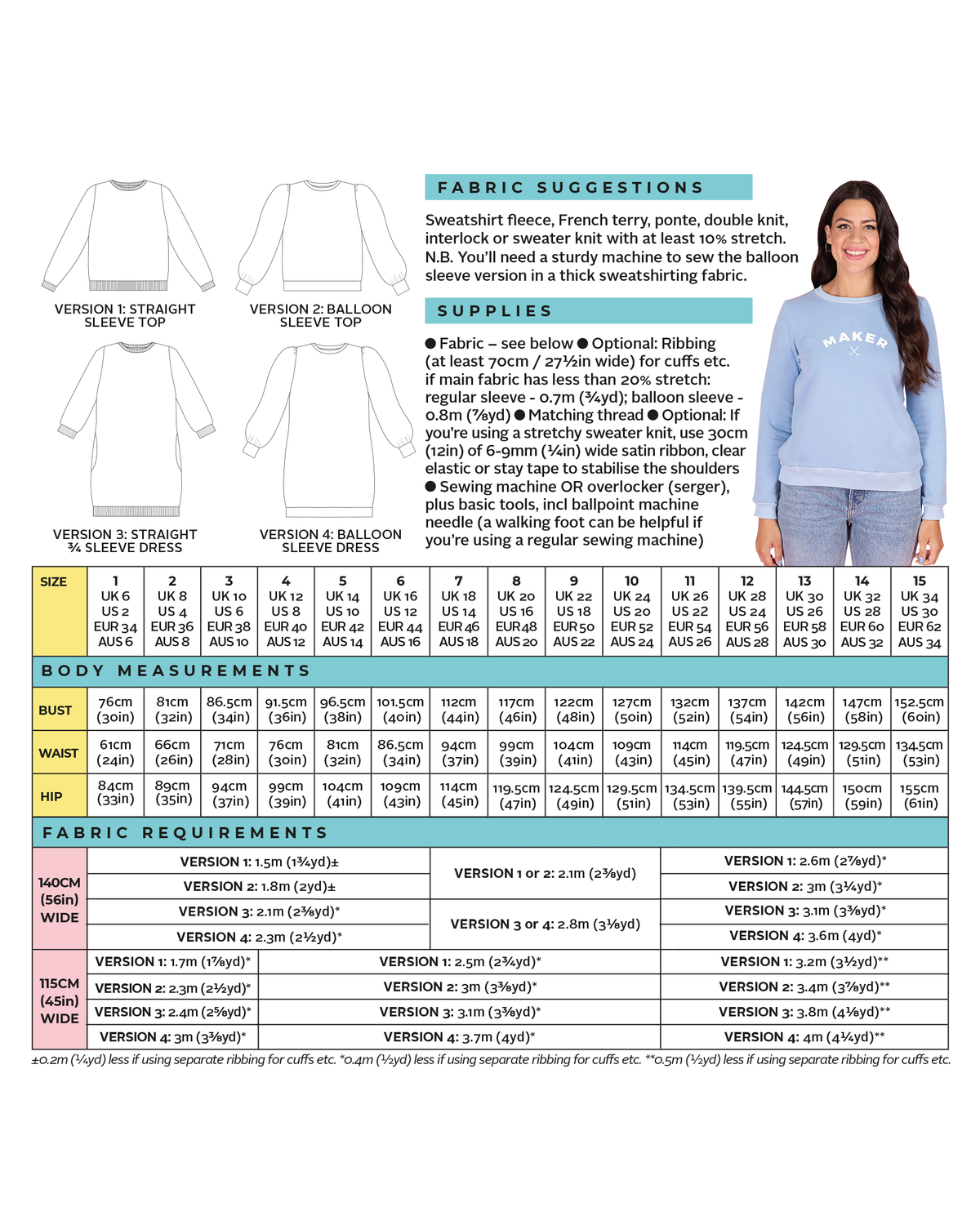 Billie Sweatshirt and Dress Sewing Pattern - By Tilly and the Buttons