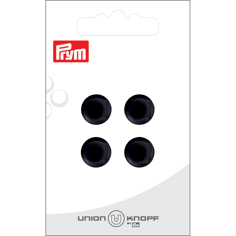 Prym Union Knopf Poly-Button Shank 12mm Black - Pack of 4