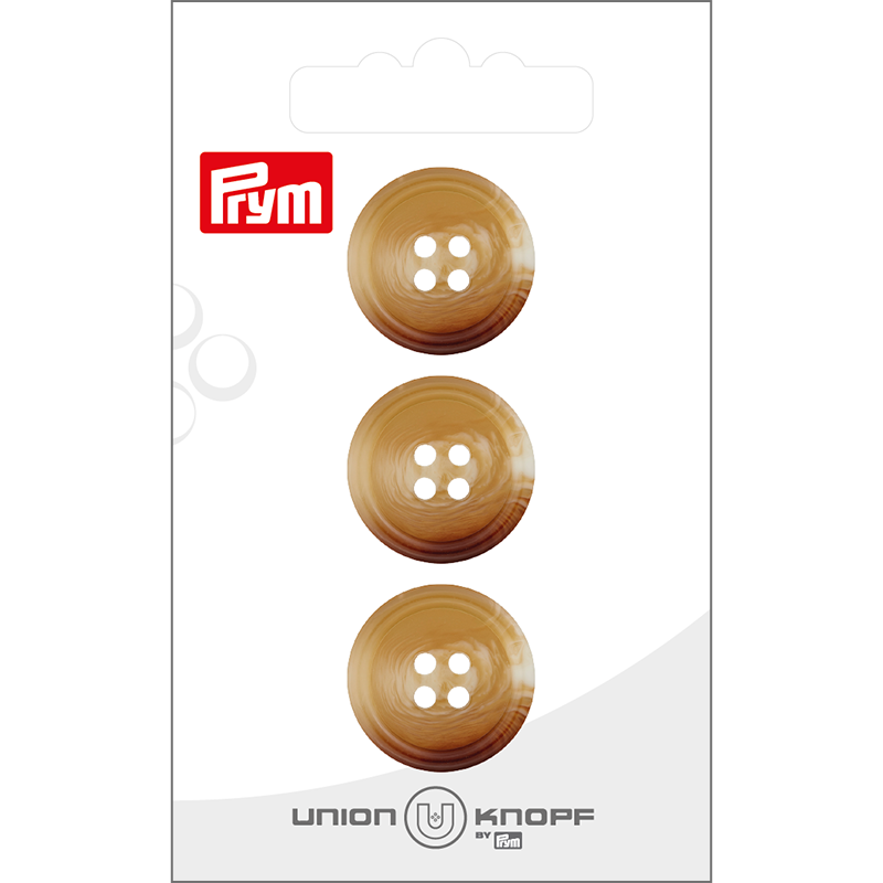 Prym Union Knopf Poly-Button 4 Hole 20mm Beige - Pack of 3