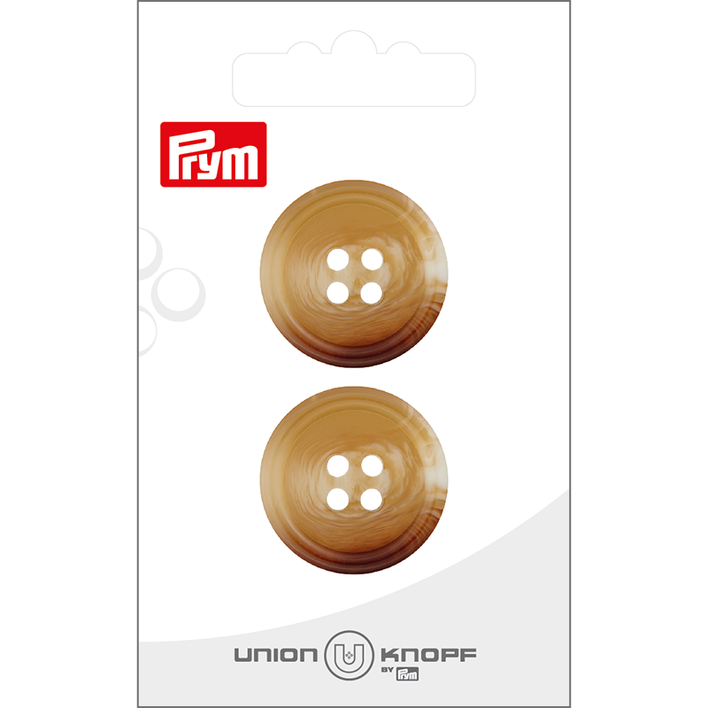 Prym Union Knopf Poly-Button 4 Hole 25mm Beige - Pack of 2