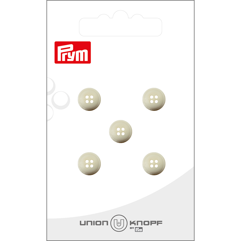 Prym Union Knopf Poly-Button 4 Hole 9mm Beige - Pack of 5