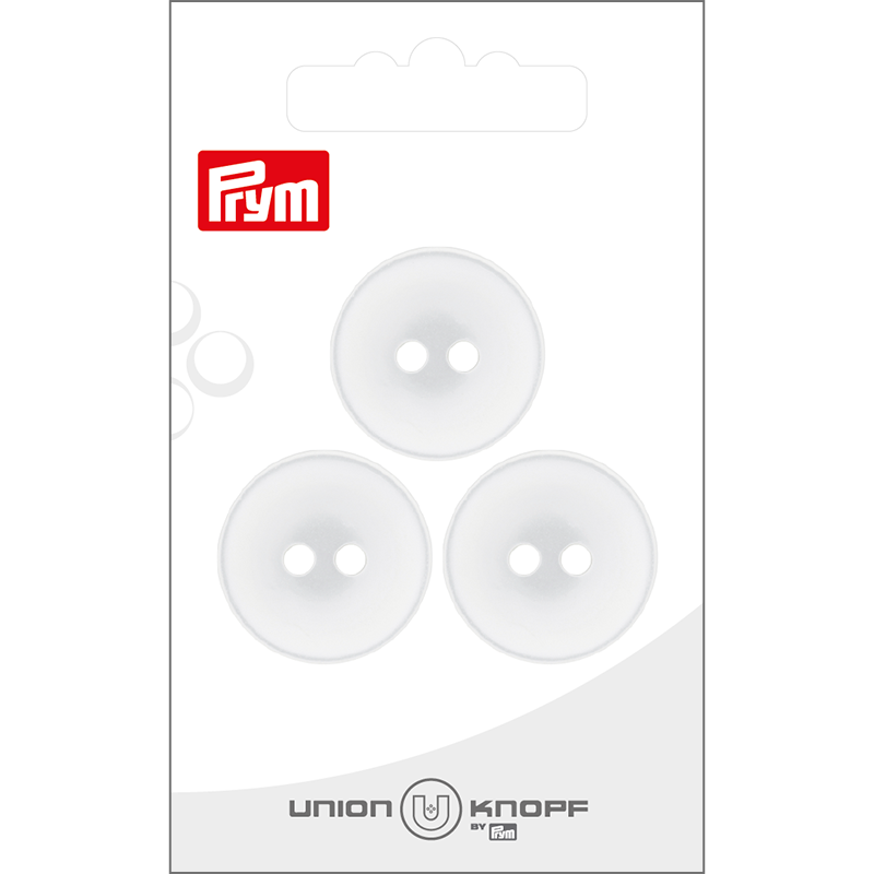 Prym Union Knopf Poly-Button 2 Hole 23mm White - Pack of 3