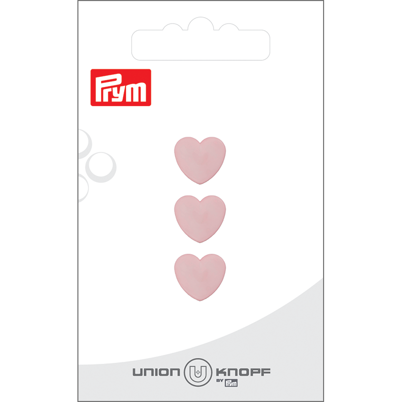 Prym Union Knopf Poly-Button Shank Heart 12mm Rose - Pack of 3