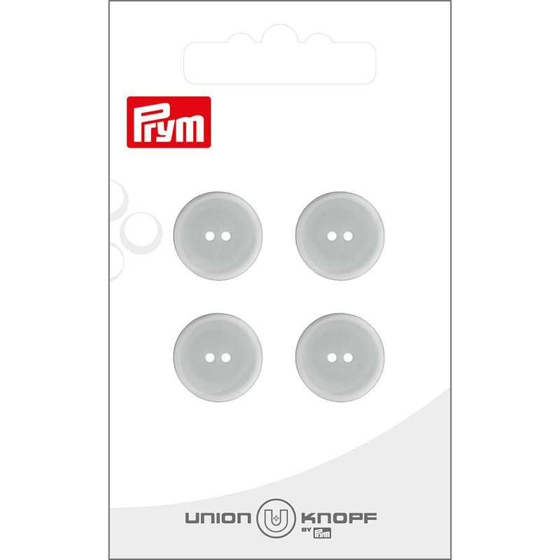 Prym Union Knopf Poly-Button 2 Hole 15mm Transparent - Pack of 4