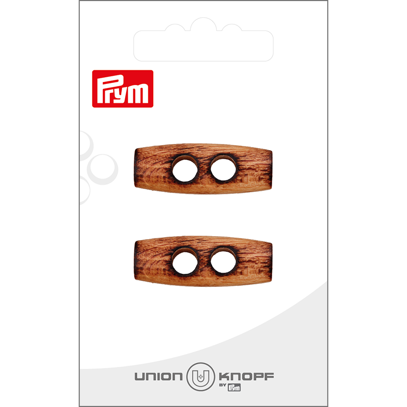 Prym Union Knopf Wood Toggle 2 Hole 32mm Beige - Pack of 2