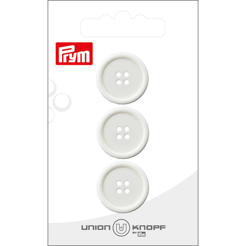 Prym Union Knopf Poly-Button 4 Hole 20mm White - Pack of 3