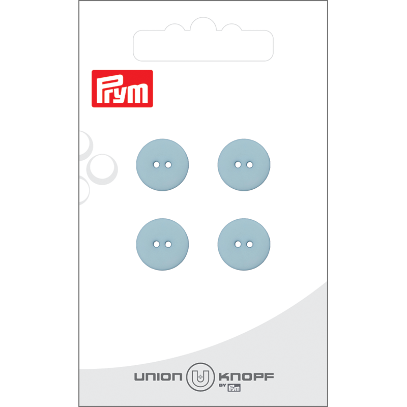 Prym Union Knopf Poly-Button 2 Hole 12mm Light Blue - Pack of 4