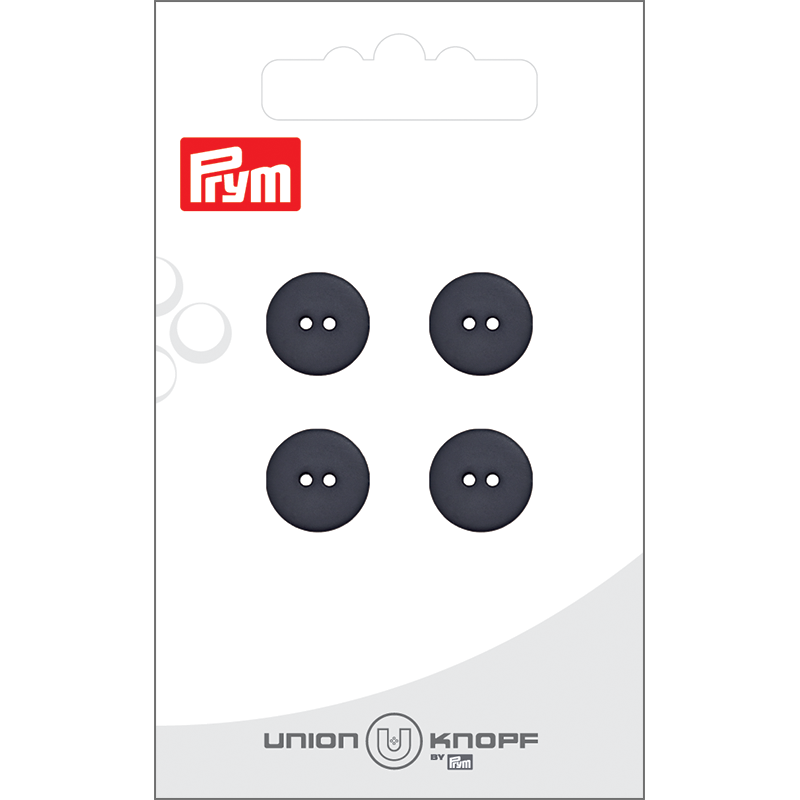Prym Union Knopf Poly-Button 2 Hole 12mm Dark Grey - Pack of 4