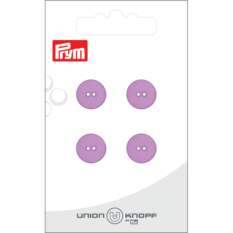 Prym Union Knopf Poly-Button 2 Hole 12mm Lilac - Pack of 4
