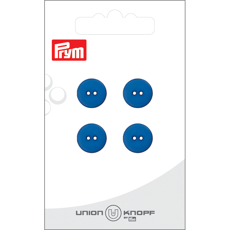Prym Union Knopf Poly-Button 2 Hole 12mm Blue - Pack of 4