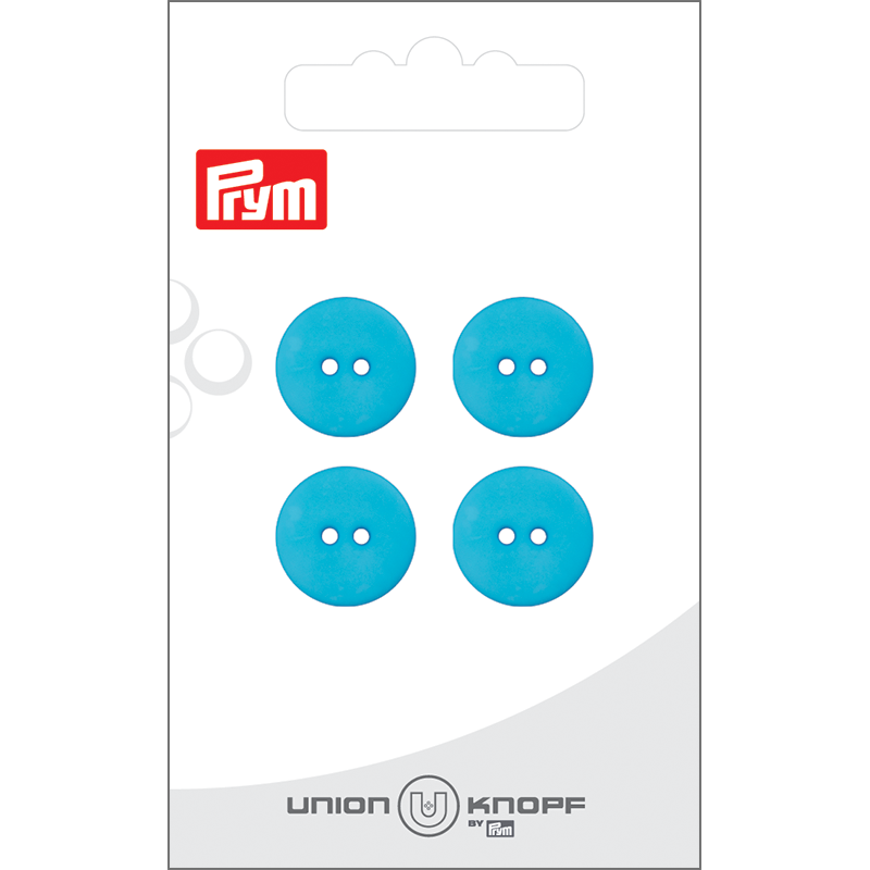 Prym Union Knopf Poly-Button 2 Hole 15mm D-Turquoise - Pack of 4