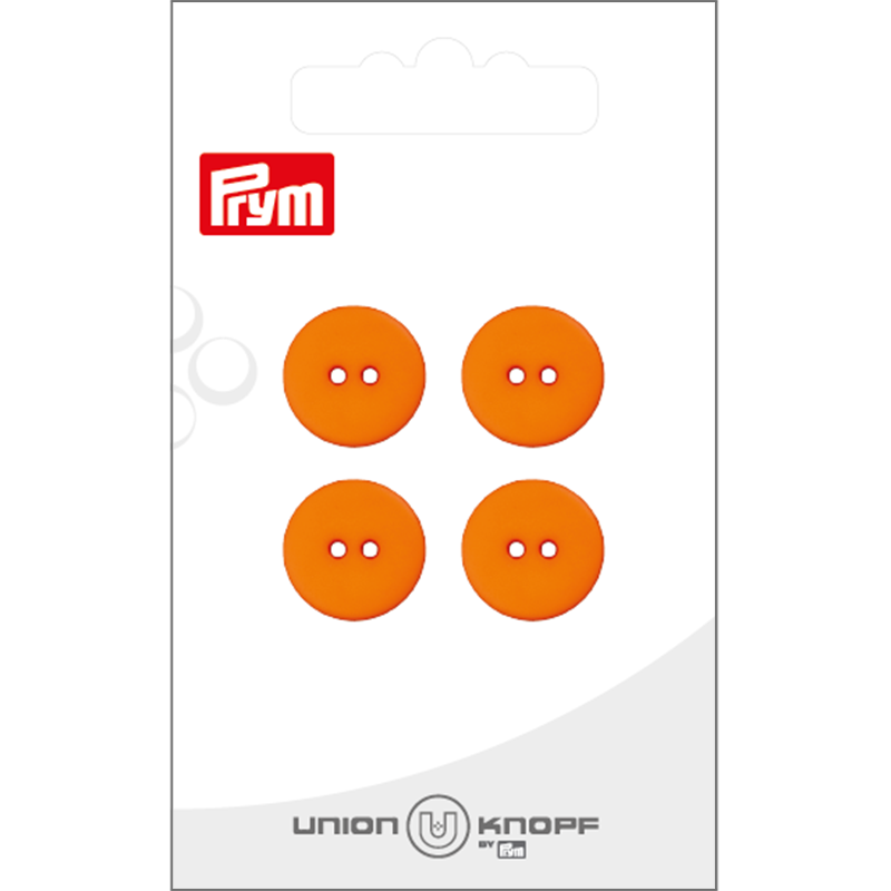 Prym Union Knopf Poly-Button 2 Hole 15mm Orange - Pack of 4