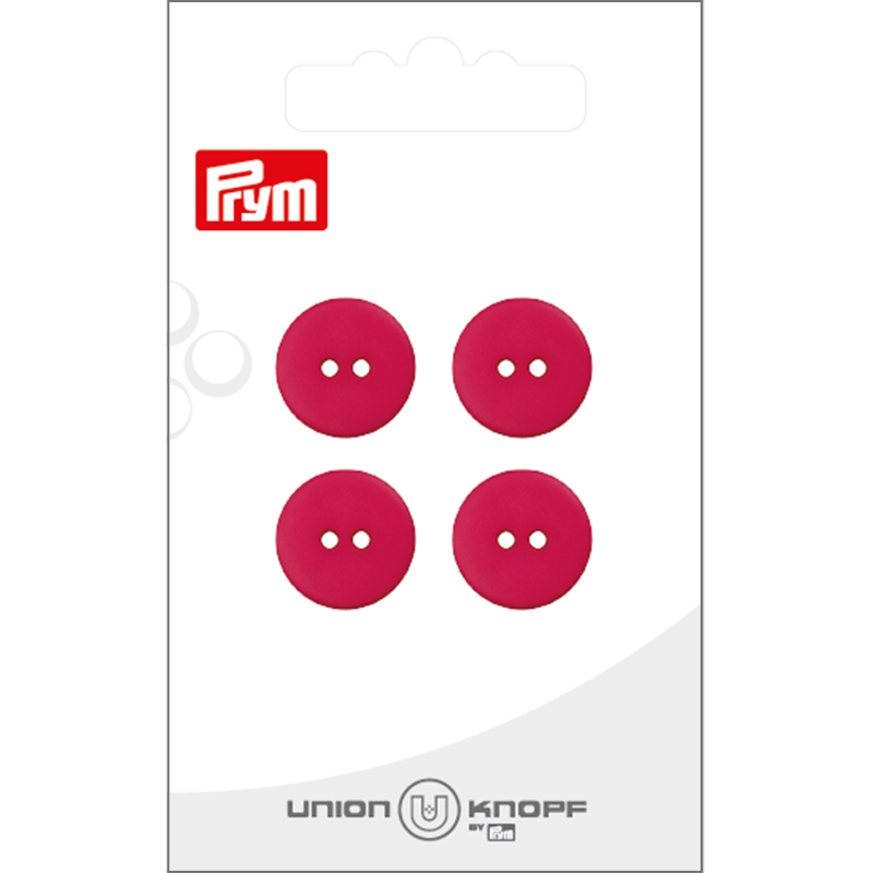 Prym Union Knopf Poly-Button 2 Hole 15mm Pink - Pack of 4