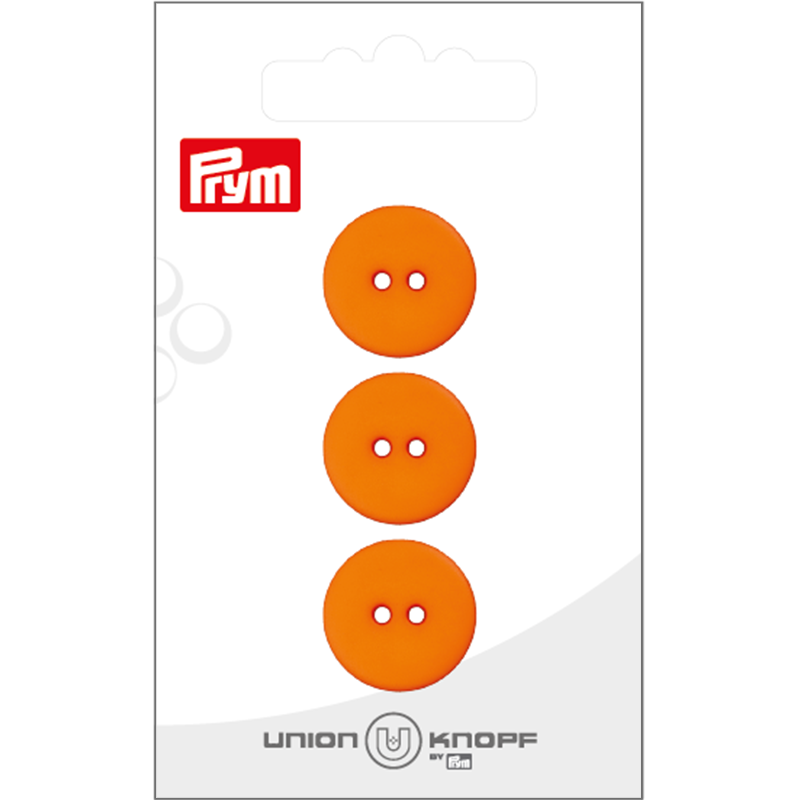 Prym Union Knopf Poly-Button 2 Hole 18mm Orange - Pack of 3