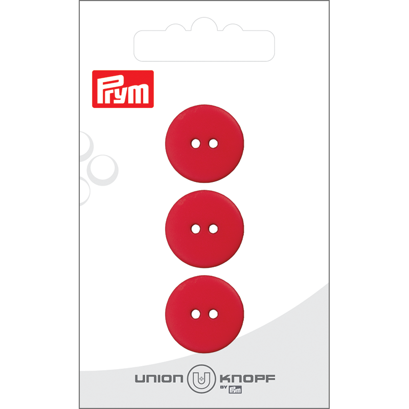 Prym Union Knopf Poly-Button 2 Hole 18mm Red - Pack of 3