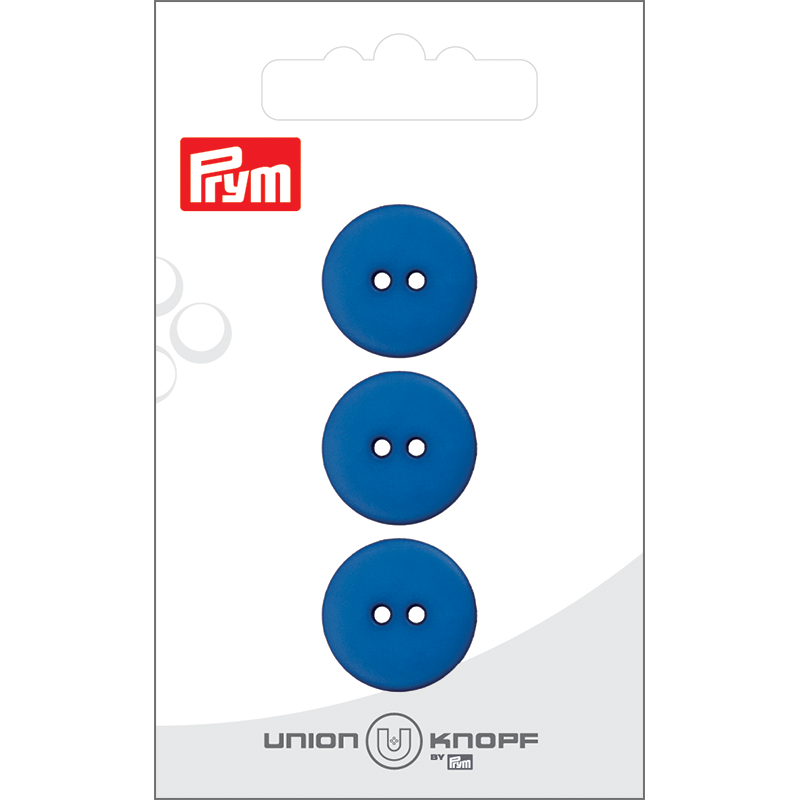 Prym Union Knopf Poly-Button 2 Hole 18mm Blue - Pack of 3