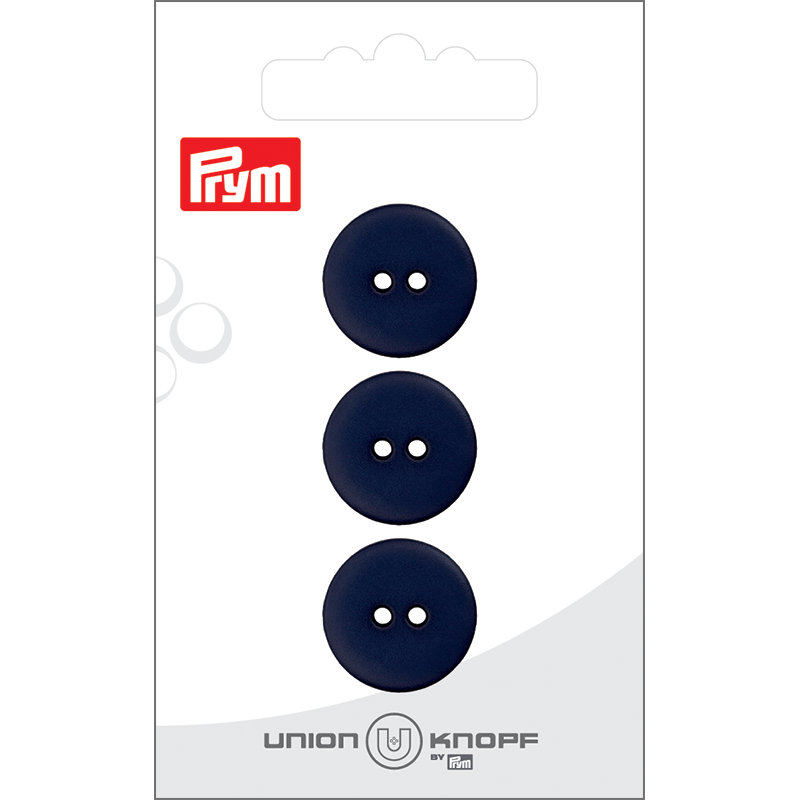 Prym Union Knopf Poly-Button 2 Hole 18mm Navy - Pack of 3