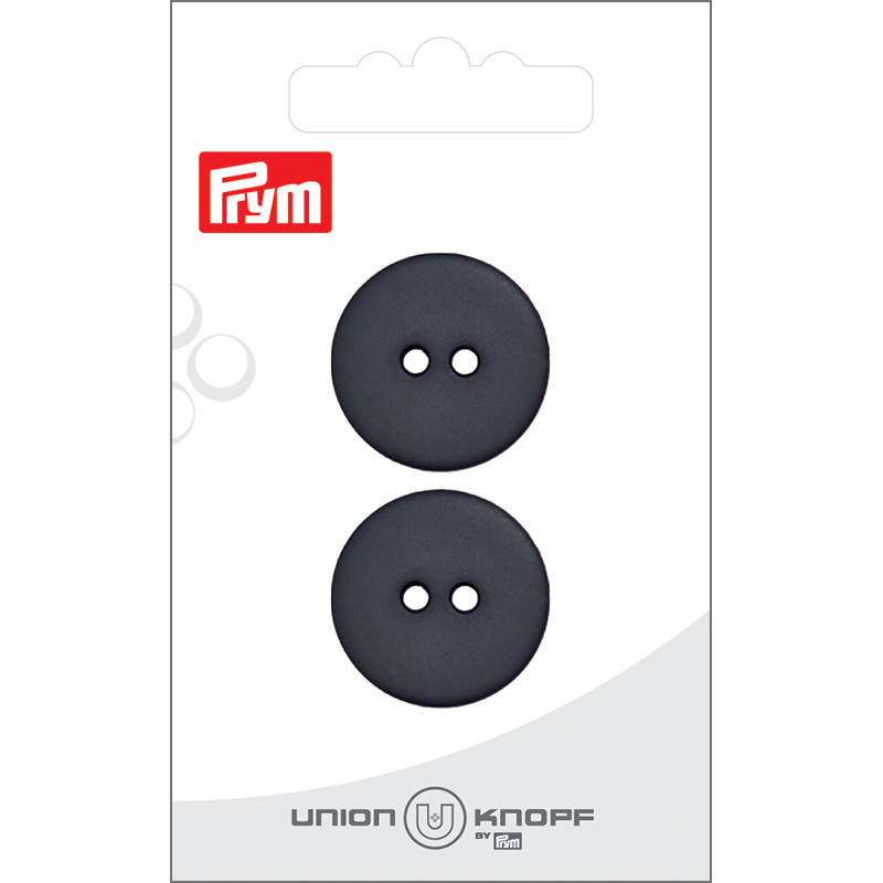 Prym Union Knopf Poly-Button 2 Hole 23mm Dark Grey - Pack of 2