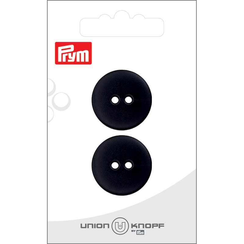 Prym Union Knopf Poly-Button 2 Hole 23mm Black - Pack of 2