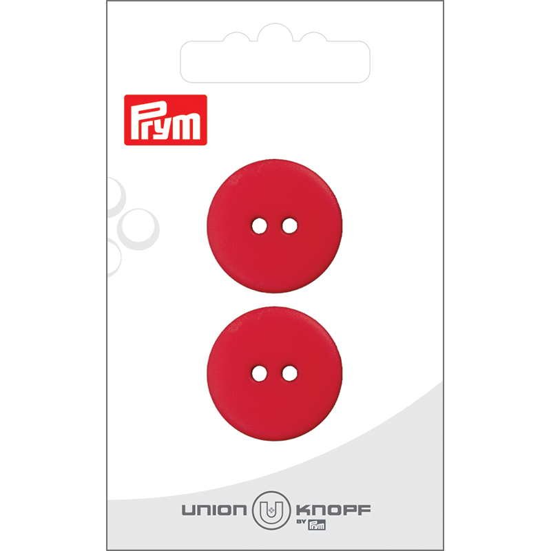 Prym Union Knopf Poly-Button 2 Hole 23mm Red - Pack of 2
