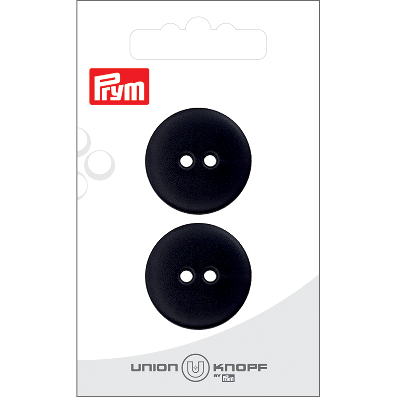 Prym Union Knopf Poly-Button 2 Hole 25mm Black - Pack of 2