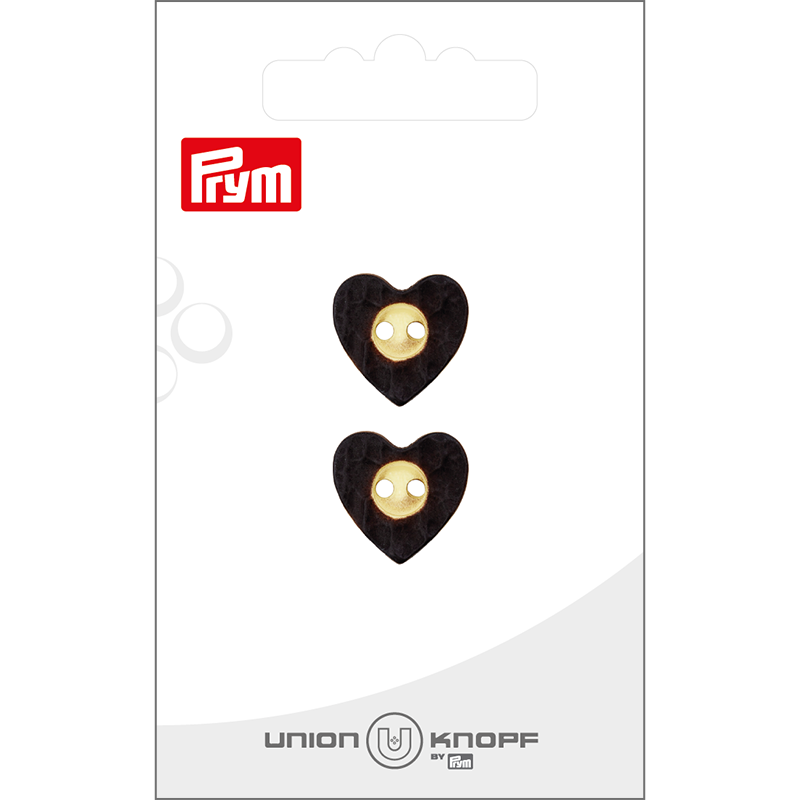 Prym Union Knopf Poly-Button 2 Hole Heart 16mm D-Brown - Pack of 2