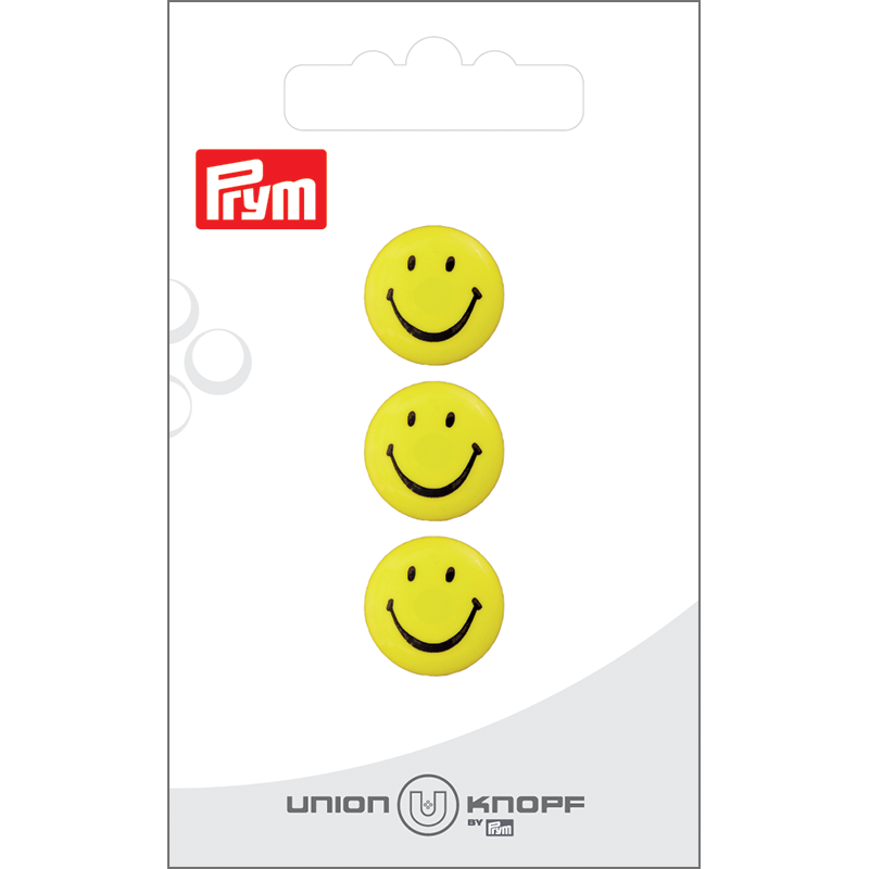 Prym Union Knopf Poly-Button Shank Smiley 15mm Yellow - Pack of 3