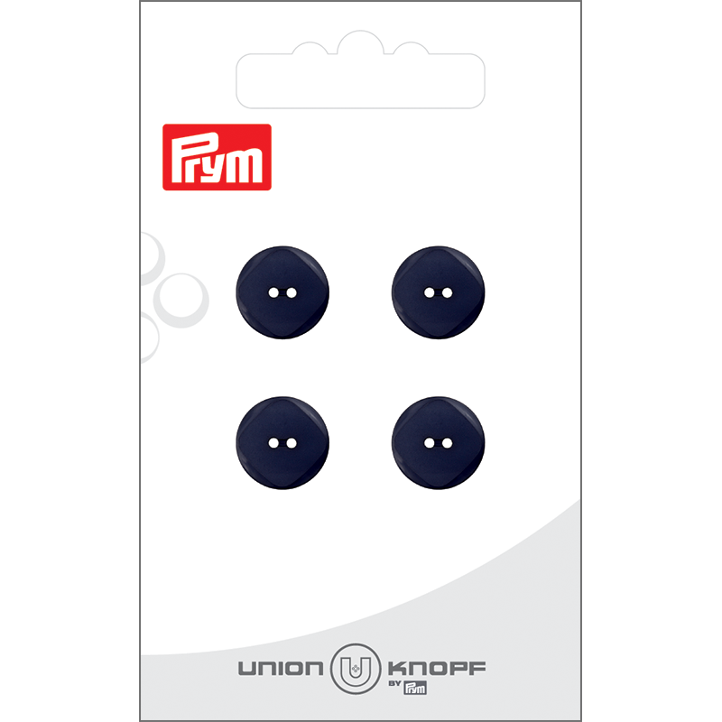 Prym Union Knopf Poly-Button 2 Hole 12mm Navy - Pack of 4