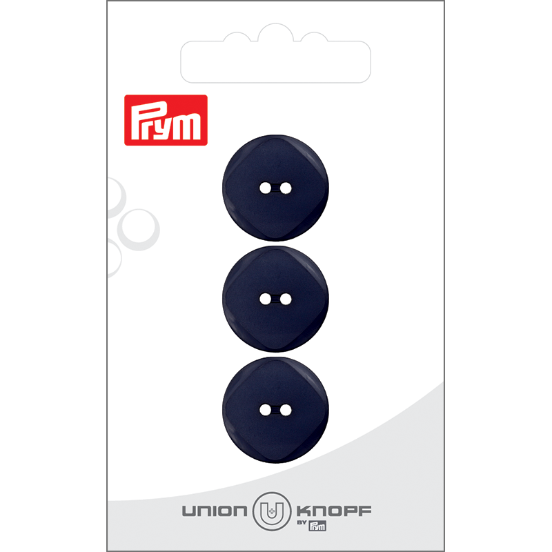 Prym Union Knopf Poly-Button 2 Hole 18mm Navy - Pack of 3