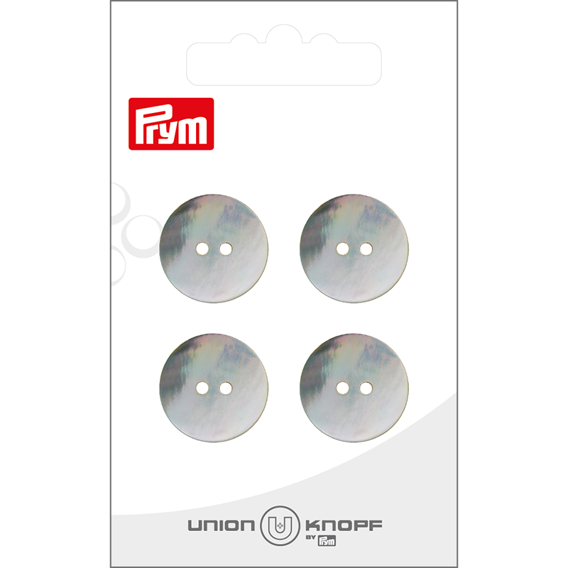 Prym Union Knopf Shell Button 2 Hole 18mm White - Pack of 4