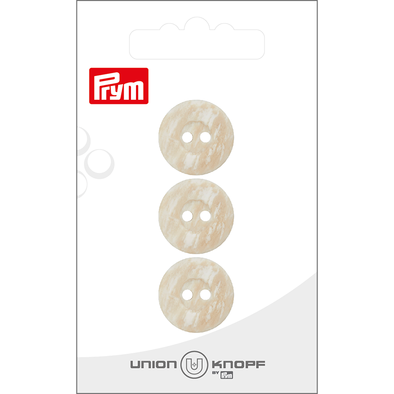 Prym Union Knopf Poly-Button 2 Hole 18mm Beige - Pack of 3