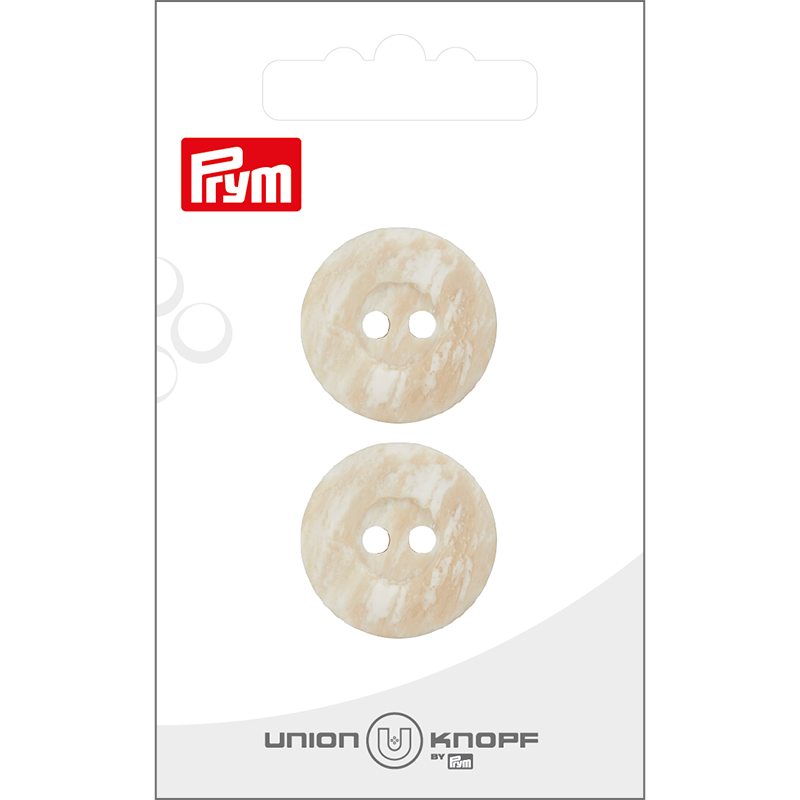 Prym Union Knopf Poly-Button 2 Hole 23mm Beige - Pack of 2