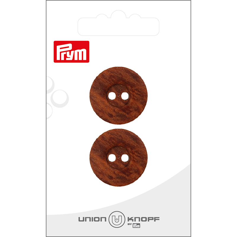 Prym Union Knopf Poly-Button 2 Hole 23mm Dark Brown - Pack of 2