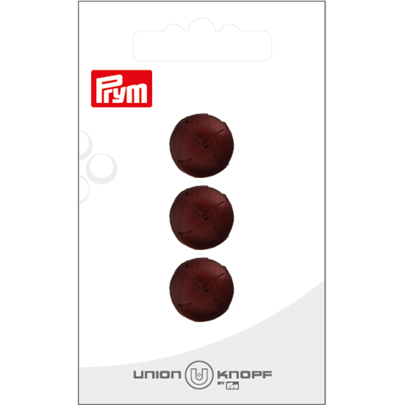Prym Union Knopf Leather Button Shank 15mm D-Brown - Pack of 3
