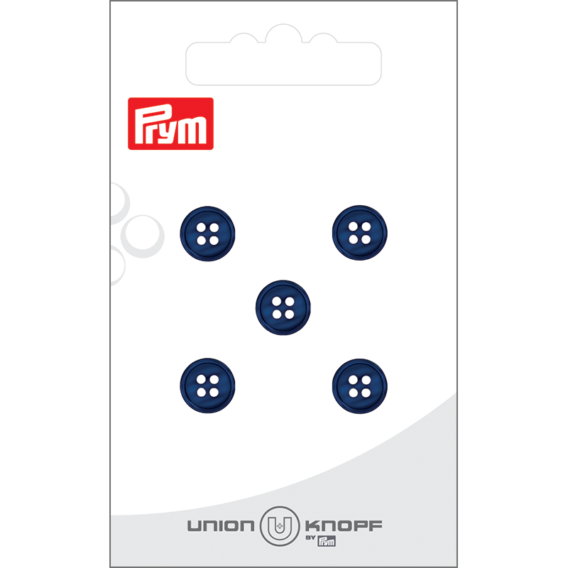 Prym Union Knopf Poly-Button 4 Hole 9mm Navy - Pack of 5