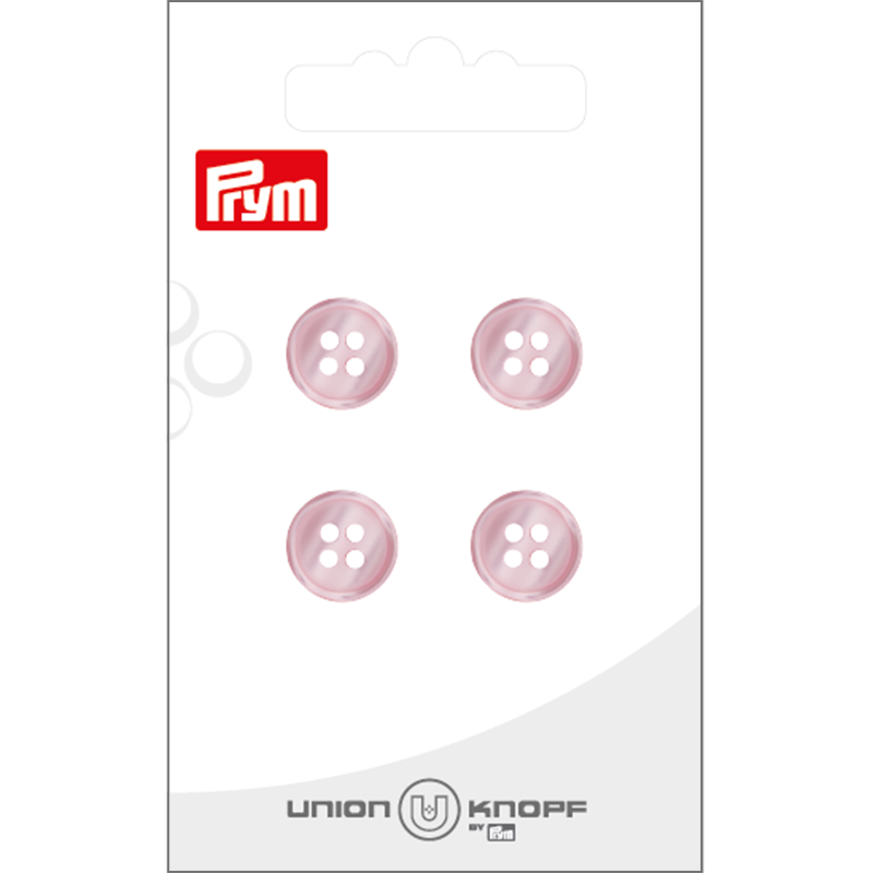 Prym Union Knopf Poly-Button 4 Hole 12mm Rose - Pack of 4