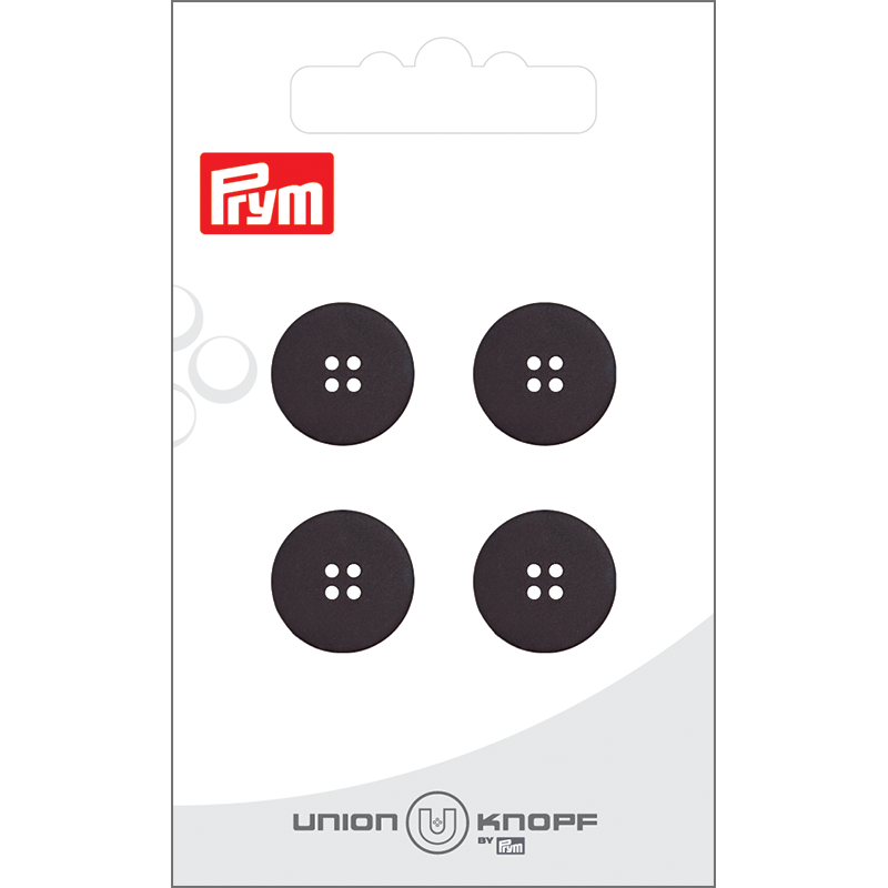 Prym Union Knopf Poly-Button 4 Hole 15mm Black - Pack of 4